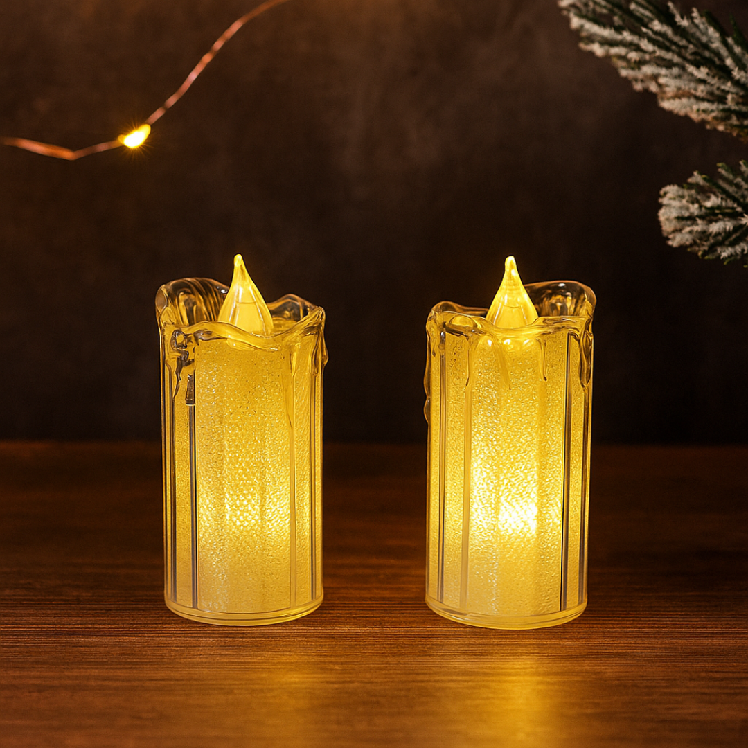 Kerze | 2er Set | LED | batteriebetrieben | Kunststoff