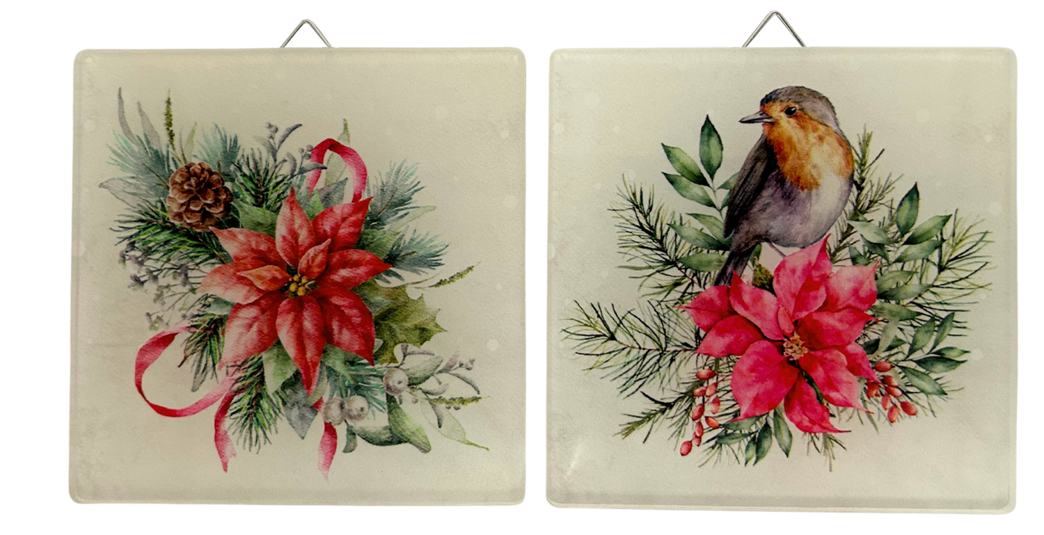 Wandbild Rotkehlchen | Weihnachten | Set 2tlg. | 10 cm H