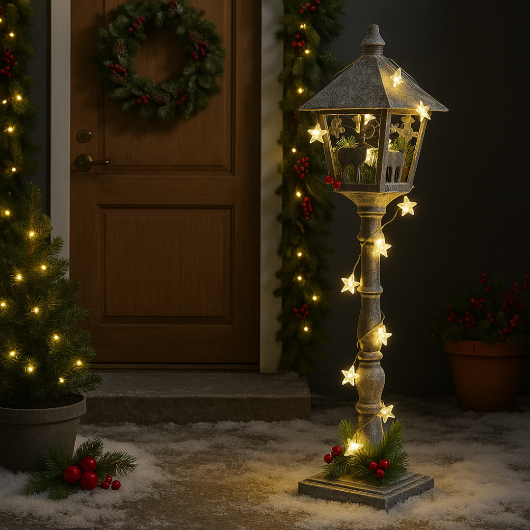 Laterne Weihnachten | LEDs | Batteriebetrieben | 76 cm H