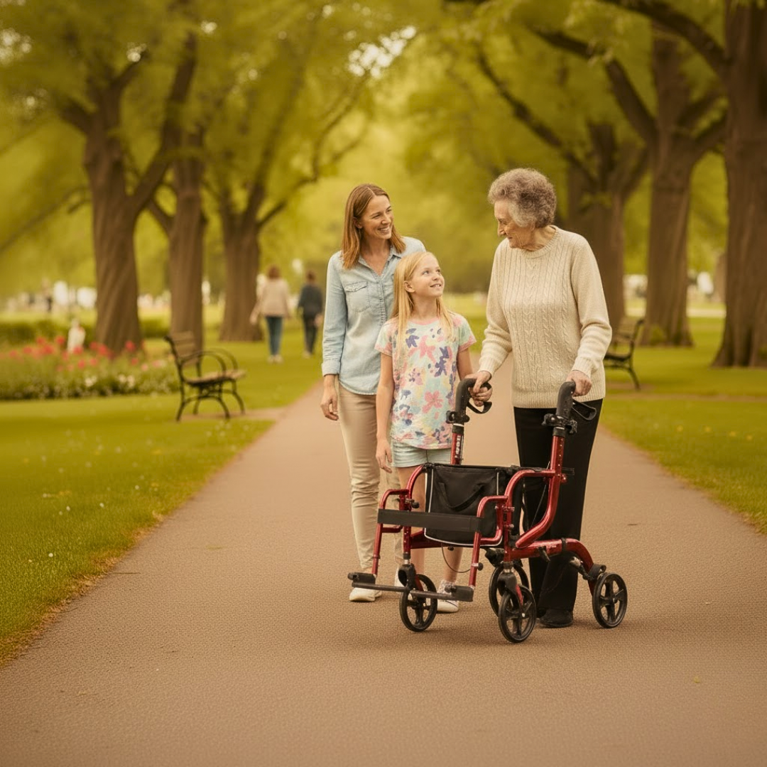 Rollator & Rollstuhl | 2in1 | klappbar | Tasche | verstellbare Höhe