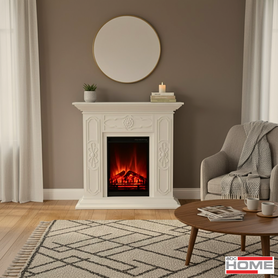 Klassischer Elektrokamin mit filigranen Ornamenten und Heizfunktion | Eleganz trifft Moderne