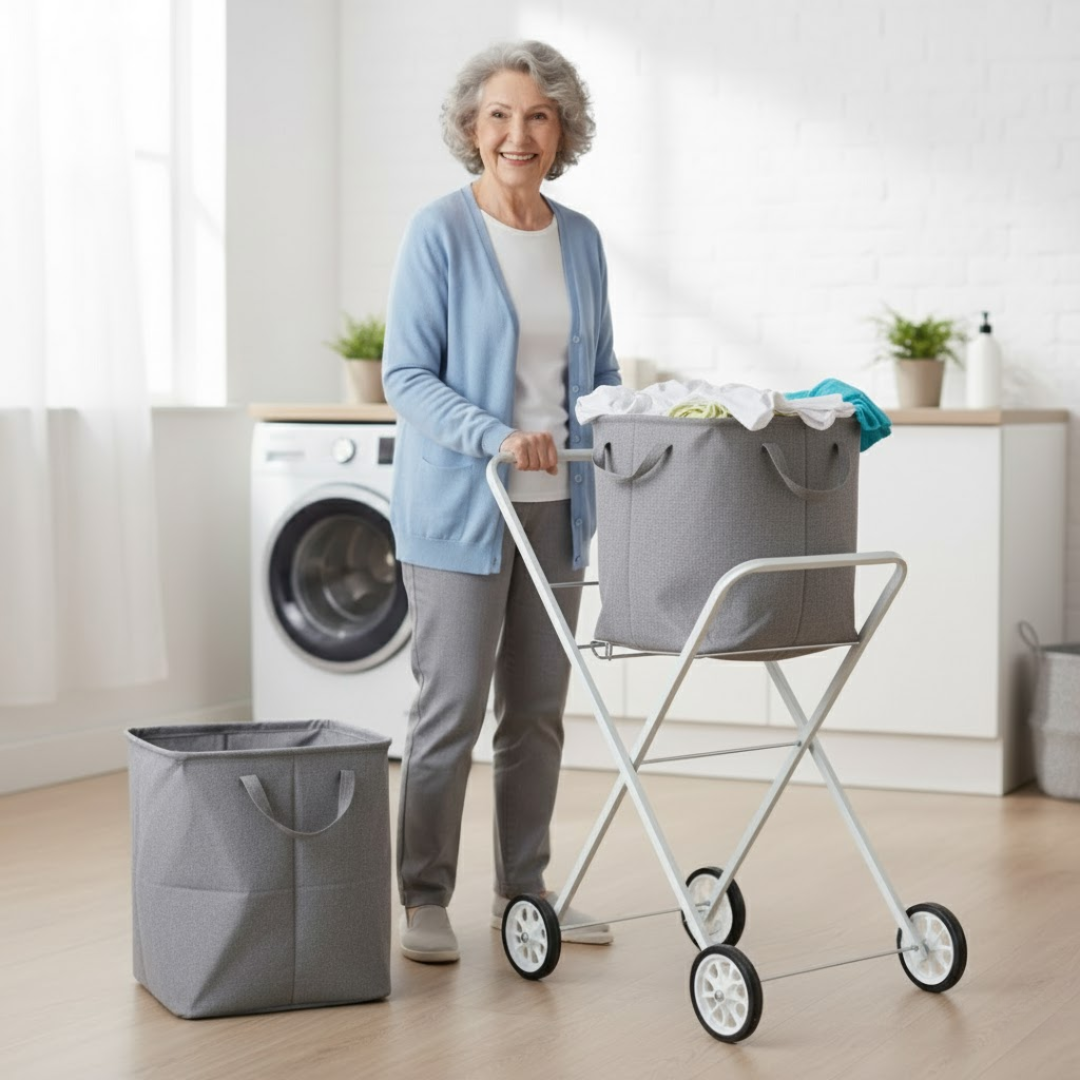 Wäschekorbwagen | Ablagefläche | Klappbar | 92 cm H