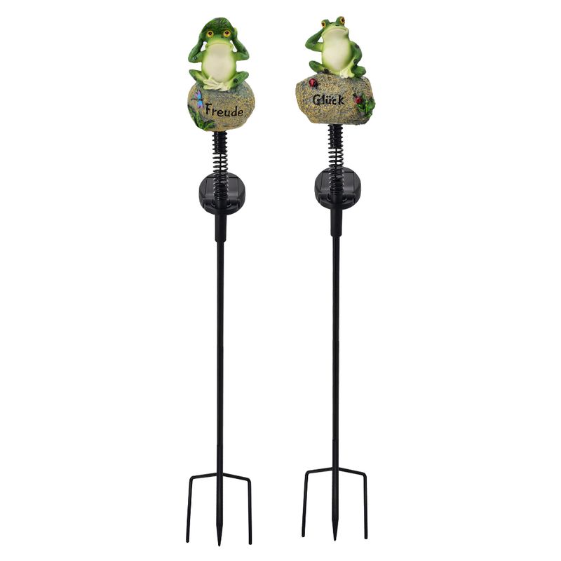 Gartenstecker Frösche | 2er Set | LEDs | Solarpanel | Lichtsensor | 76 cm H Gartenstecker Frösche | 2er Set | LEDs | Solarpanel | Lichtsensor | 76 cm H
