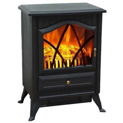 Platzsparender Elektrokamin in Schwarz und mit Heizfunktion | Ideal für kleine Räume