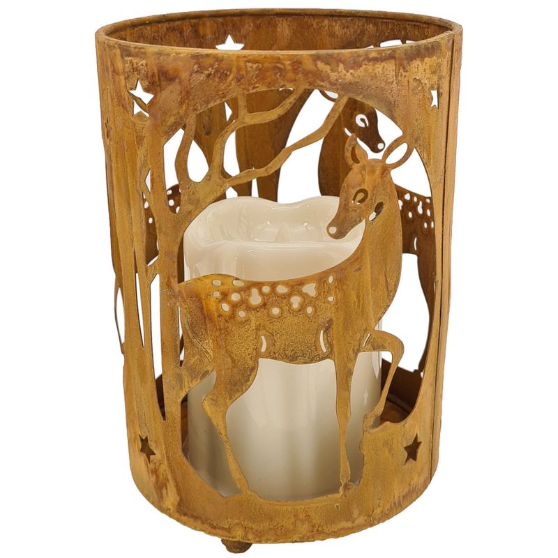 Windlicht Reh | LED-Kerze | batteriebetrieben | 15 cm H Windlicht Reh | LED-Kerze | batteriebetrieben | 15 cm H