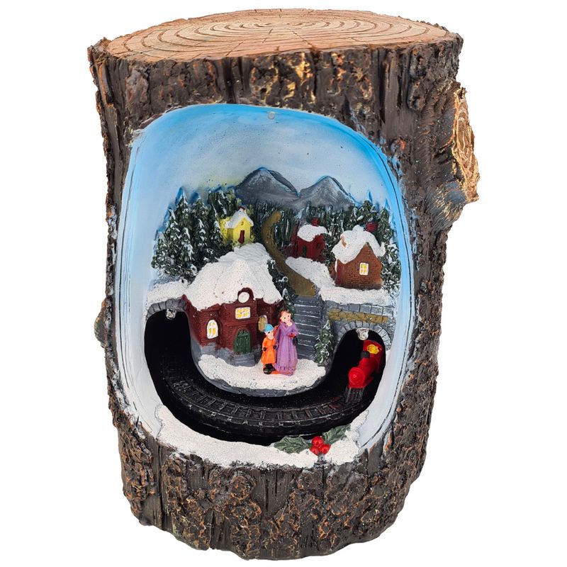 Dekofigur Baumstumpf | Winterdorf | LEDs | Batteriebetrieben Dekofigur Baumstumpf | Winterdorf | LEDs | Batteriebetrieben