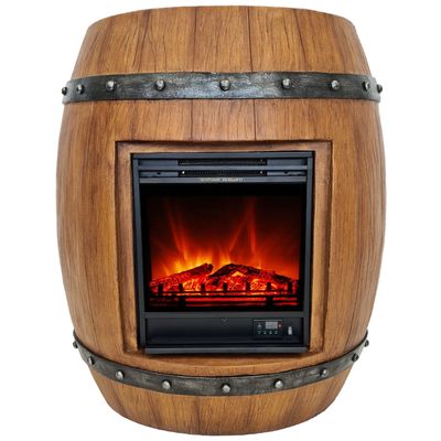 Außergewöhnlicher Elektrokamin im Fass-Design mit Heizfunktion | Rustikaler Charme und gemütliche Wärme