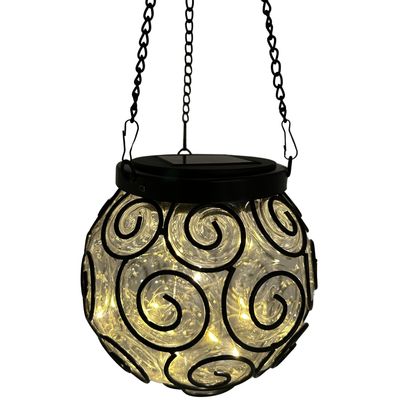 Solar Hängeleuchte | Kugel mit Ornamenten | LEDs | Solarpanel | Lichtsensor Solar Hängeleuchte | Kugel mit Ornamenten | LEDs | Solarpanel | Lichtsensor