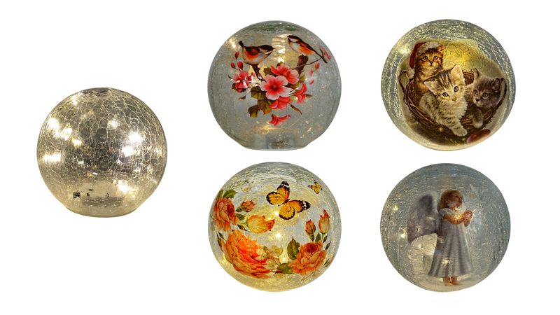 Glaskugel mit Beleuchtung | verschiedene Motive Glaskugel mit Beleuchtung | verschiedene Motive