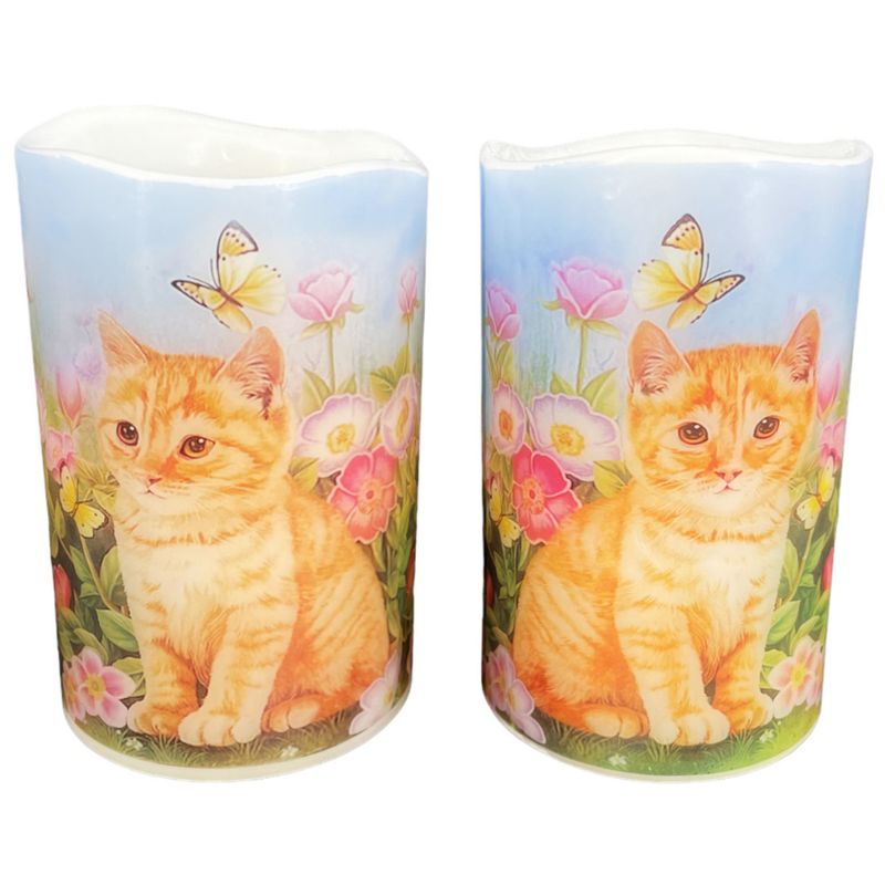 Kerze mit Motiv Katzen | 2er Set | LEDs | batteriebetrieben | Echtwachs Kerze mit Motiv Katzen | 2er Set | LEDs | batteriebetrieben | Echtwachs