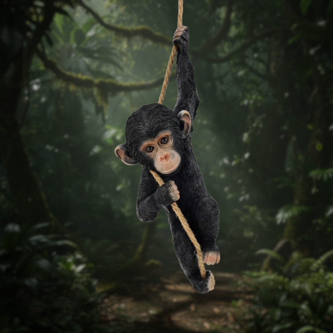 Dekofigur | Affe am Seil | 55 cm H
