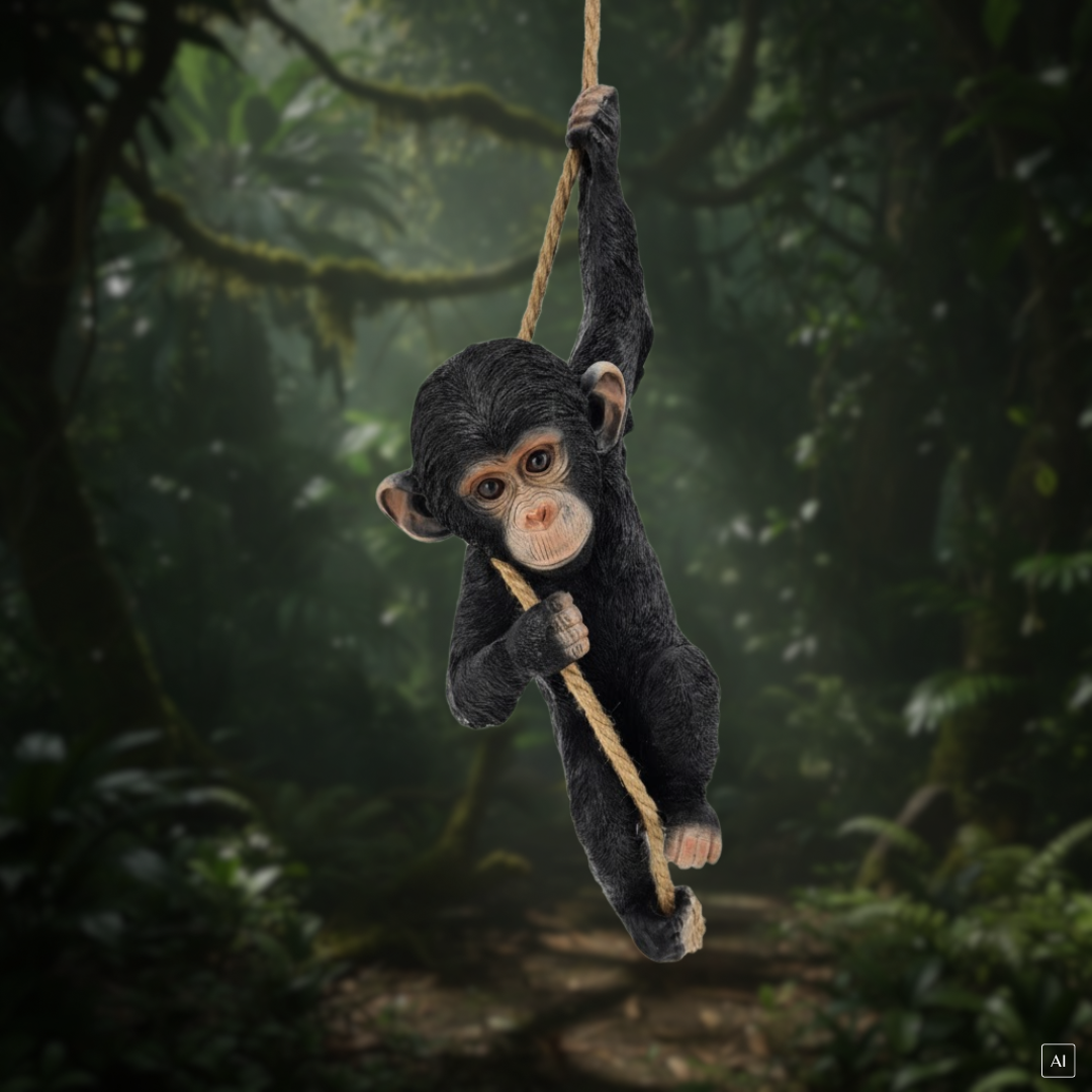 Dekofigur | Affe am Seil | 55 cm H
