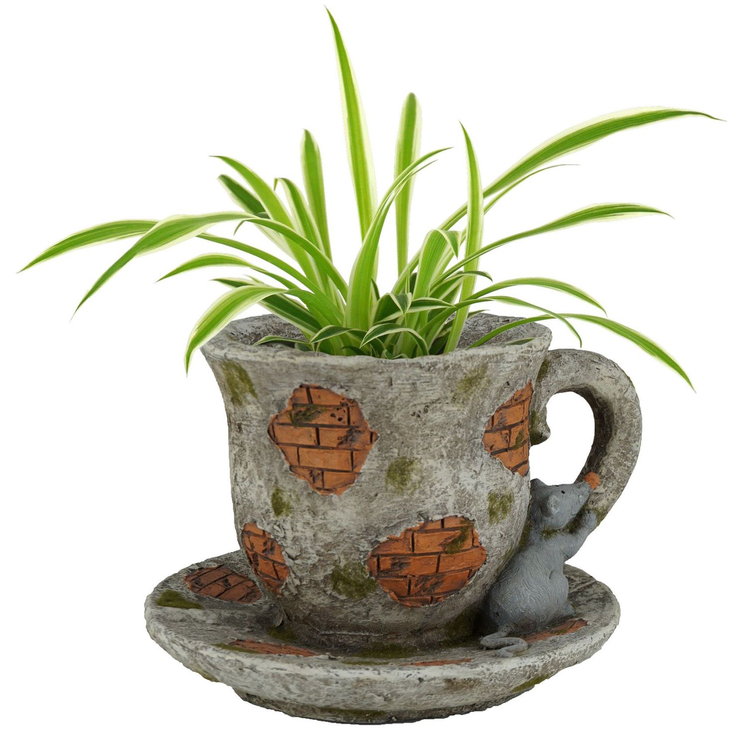 abc HOME – Pflanzentopf Tasse – Kreativer Übertopf – Magnesiumoxid – Ziegelstein-Optik
