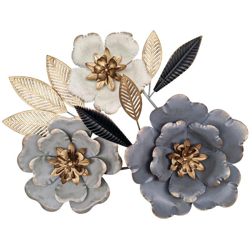 abc HOME – Wanddeko Blumen – Metall-Wandschmuck in Gold & Grau abc HOME – Wanddeko Blumen – Metall-Wandschmuck in Gold & Grau