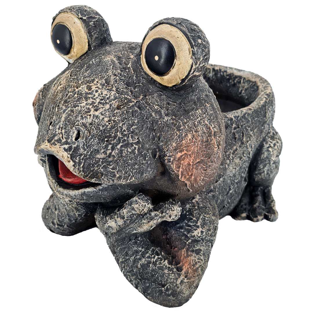 abc HOME – Pflanztopf Frosch – Dekorativer Übertopf – Magnesiumoxid – Stein-Optik