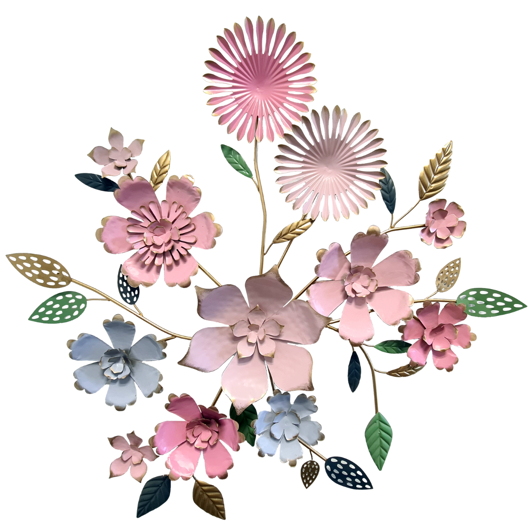 abc HOME – Wanddeko Blumen – Großes Metall-Wandbild – Rosa – 91x95 cm abc HOME – Wanddeko Blumen – Großes Metall-Wandbild – Rosa – 91x95 cm