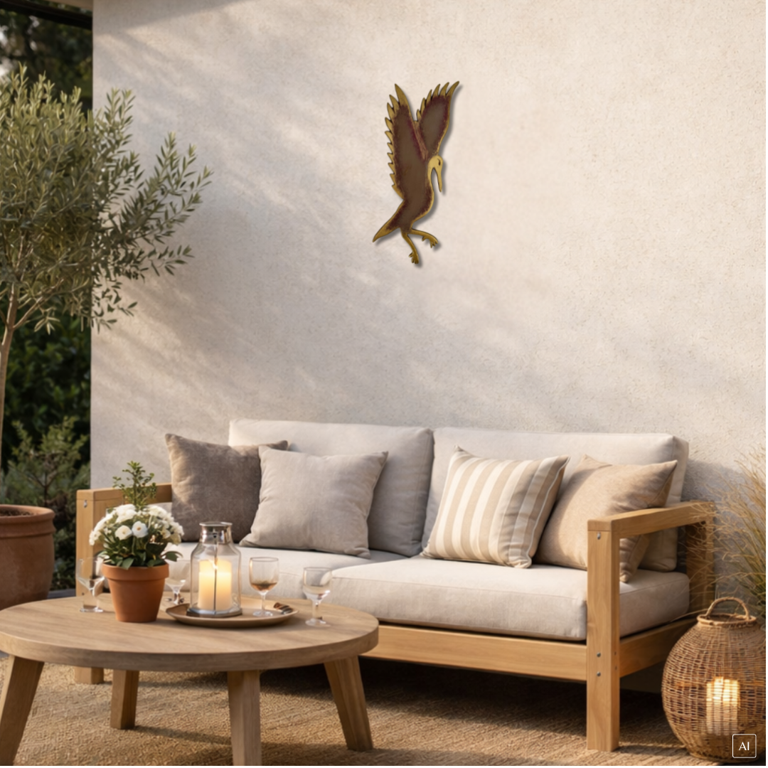 abc HOME – Wanddeko Kranich – Aluminiumguss Wandbild – 3 Varianten
