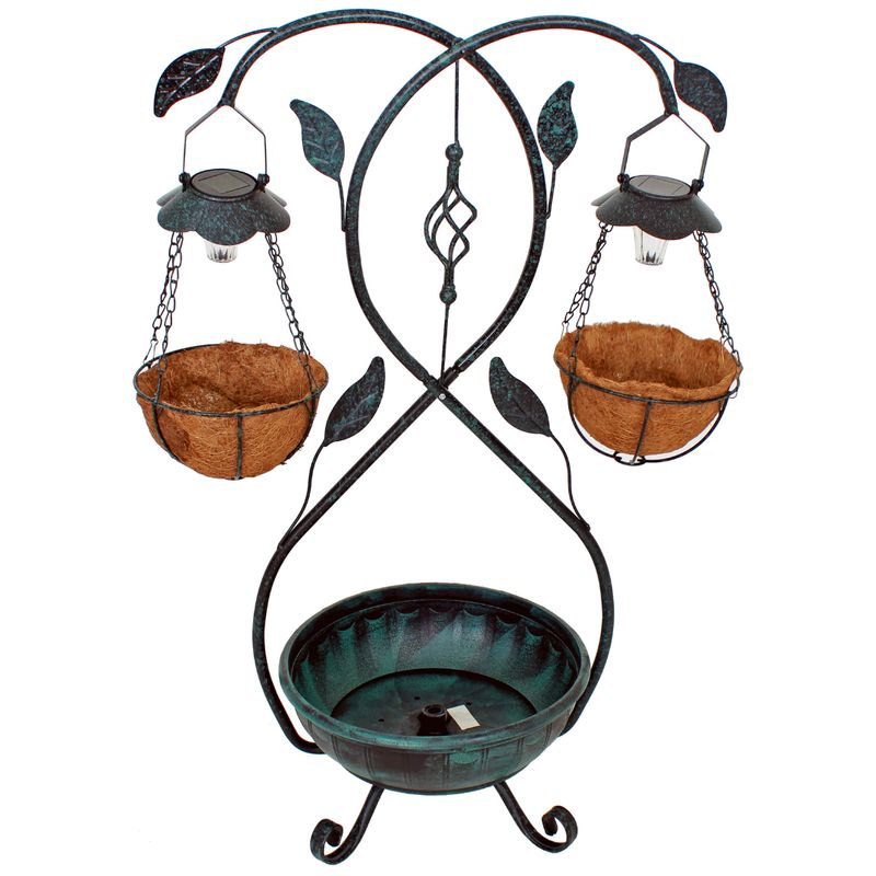 Pflanzständer mit Pflanzschalen | LEDs | Solarpanel | Lichtsensor | Kokosfaser | 81 cm H