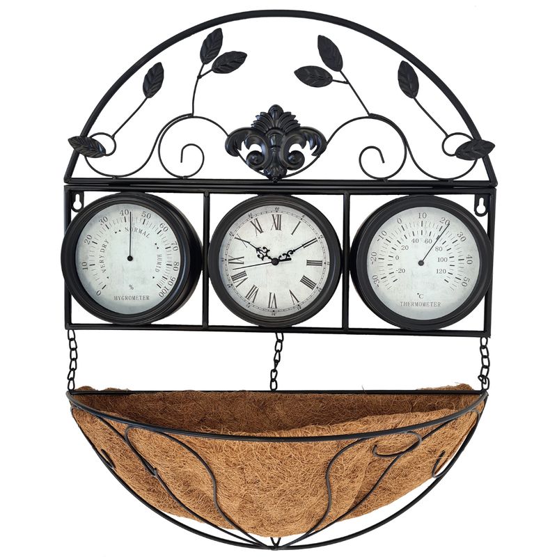 abc HOME – Garten Wetterstation – Wanduhr mit Thermometer & Pflanzschale – Metall abc HOME – Garten Wetterstation – Wanduhr mit Thermometer & Pflanzschale – Metall