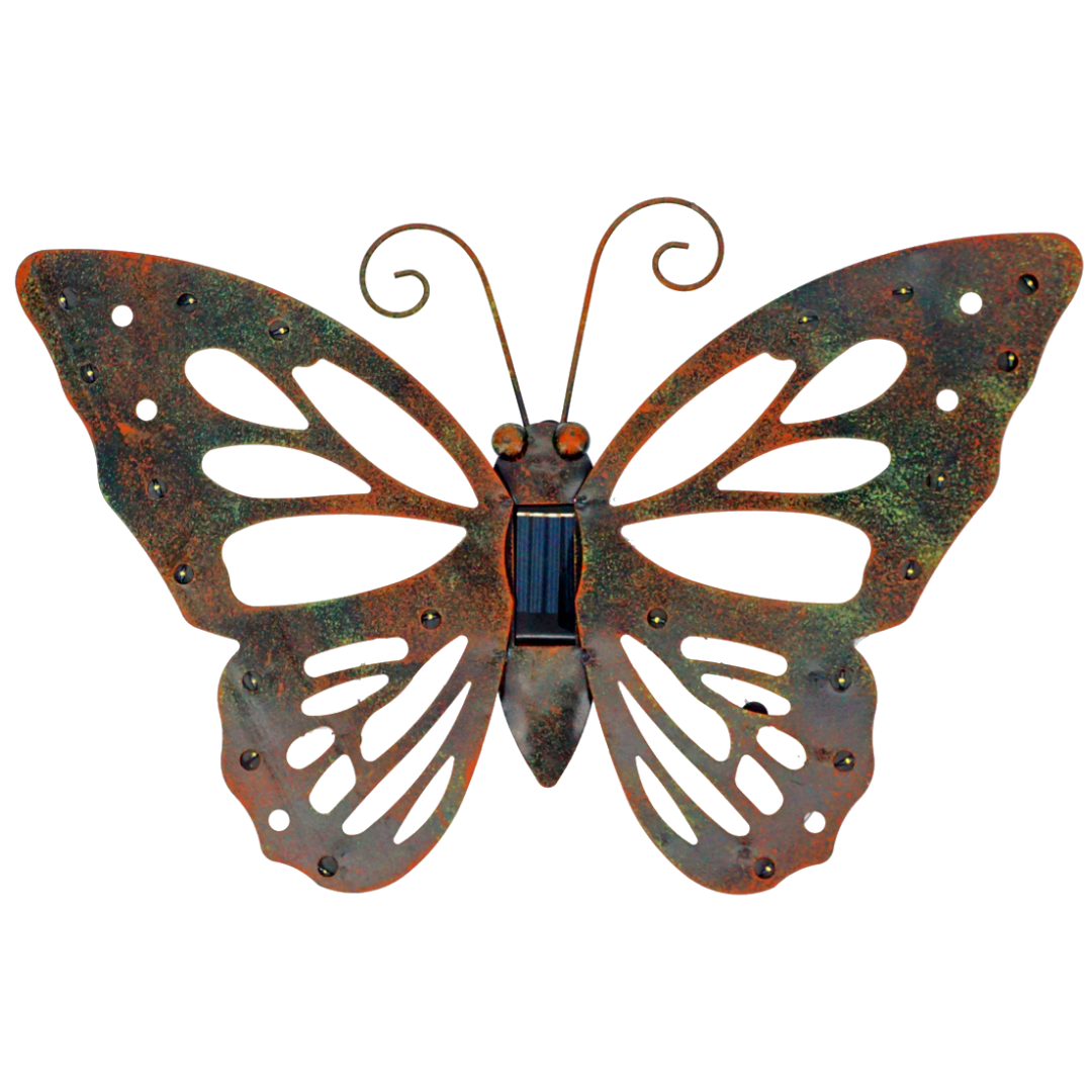 Wanddeko Schmetterling | LEDs | Solarpanel | Lichtsensor | 42 cm B