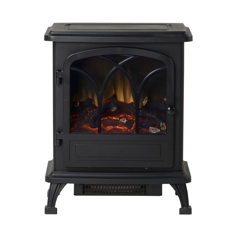 abc HOME – Elektrokamin mit Heizung – Kompakter Kaminofen – Kunststoff, Glas & Metall – Schwarz – 52 cm