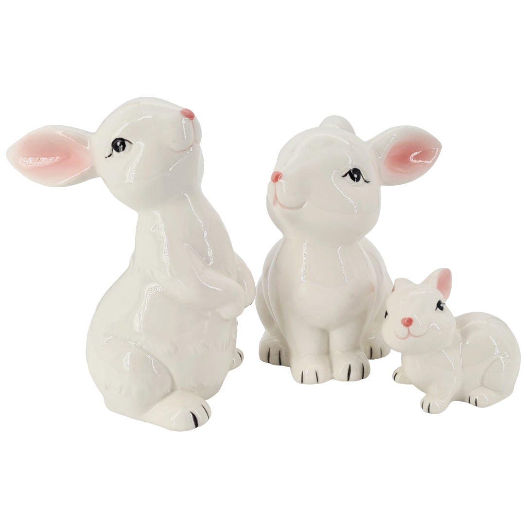 Dekofiguren Hasen | 3er Set | Keramik