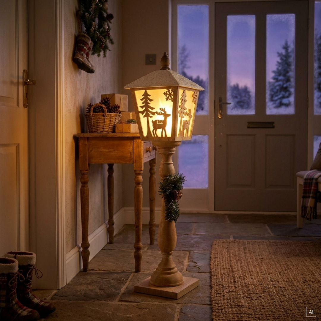 Laterne | Weihnachten | LED | batteriebetrieben | 79 cm H