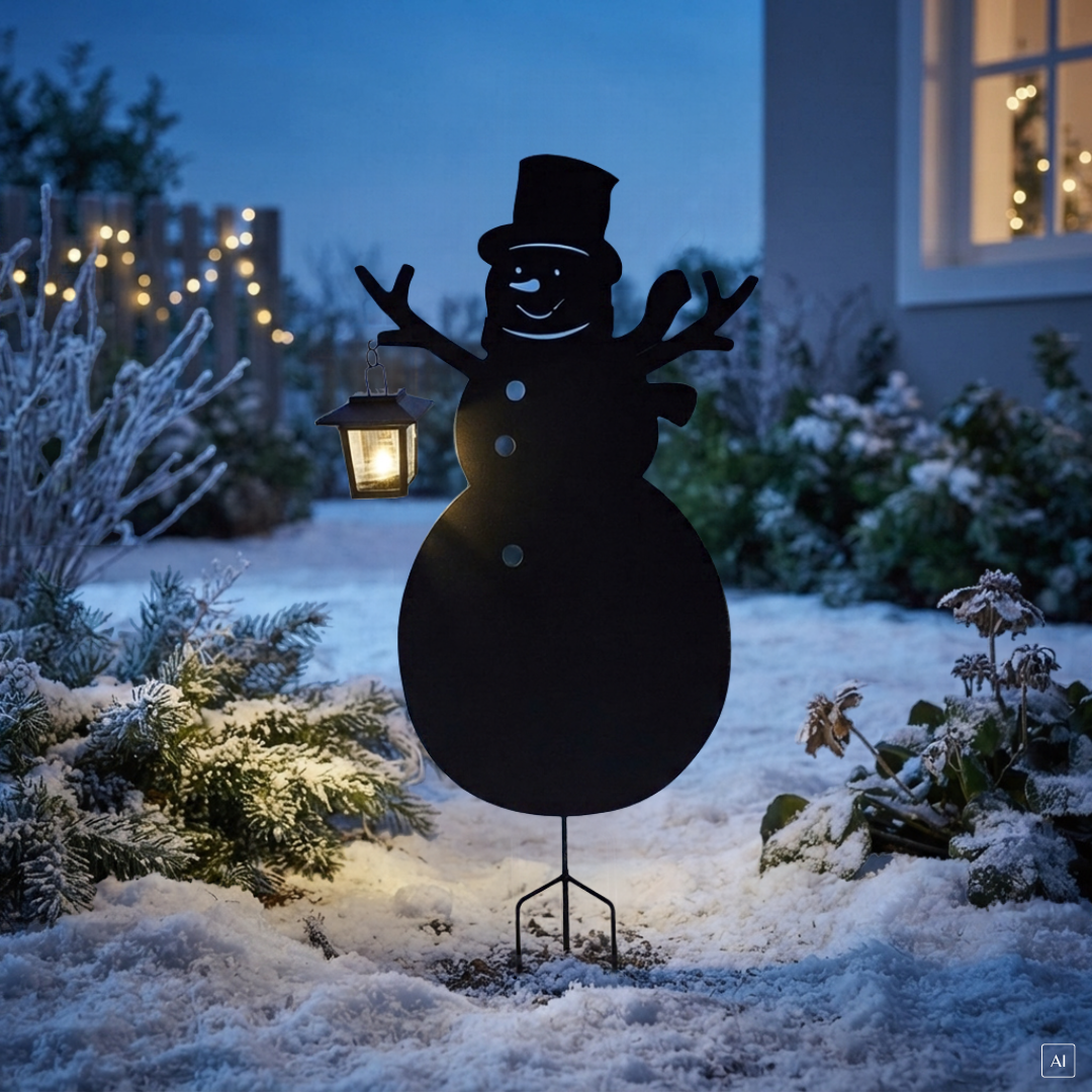 abc HOME – Solar Gartenstecker – Schneemann mit Laterne – LED – 59 cm