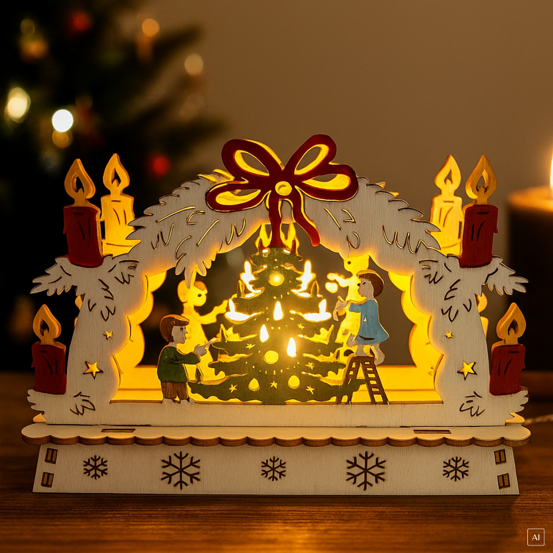 abc HOME – LED Schwibbogen – Stimmungsvolle Weihnachtsbeleuchtung – Holz