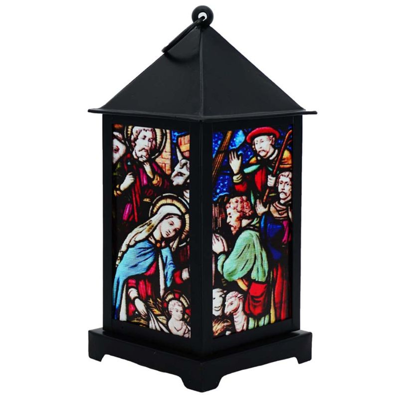 abc HOME – LED Laterne – Weihnachtskrippe mit Szenerie – Metall – 25 cm