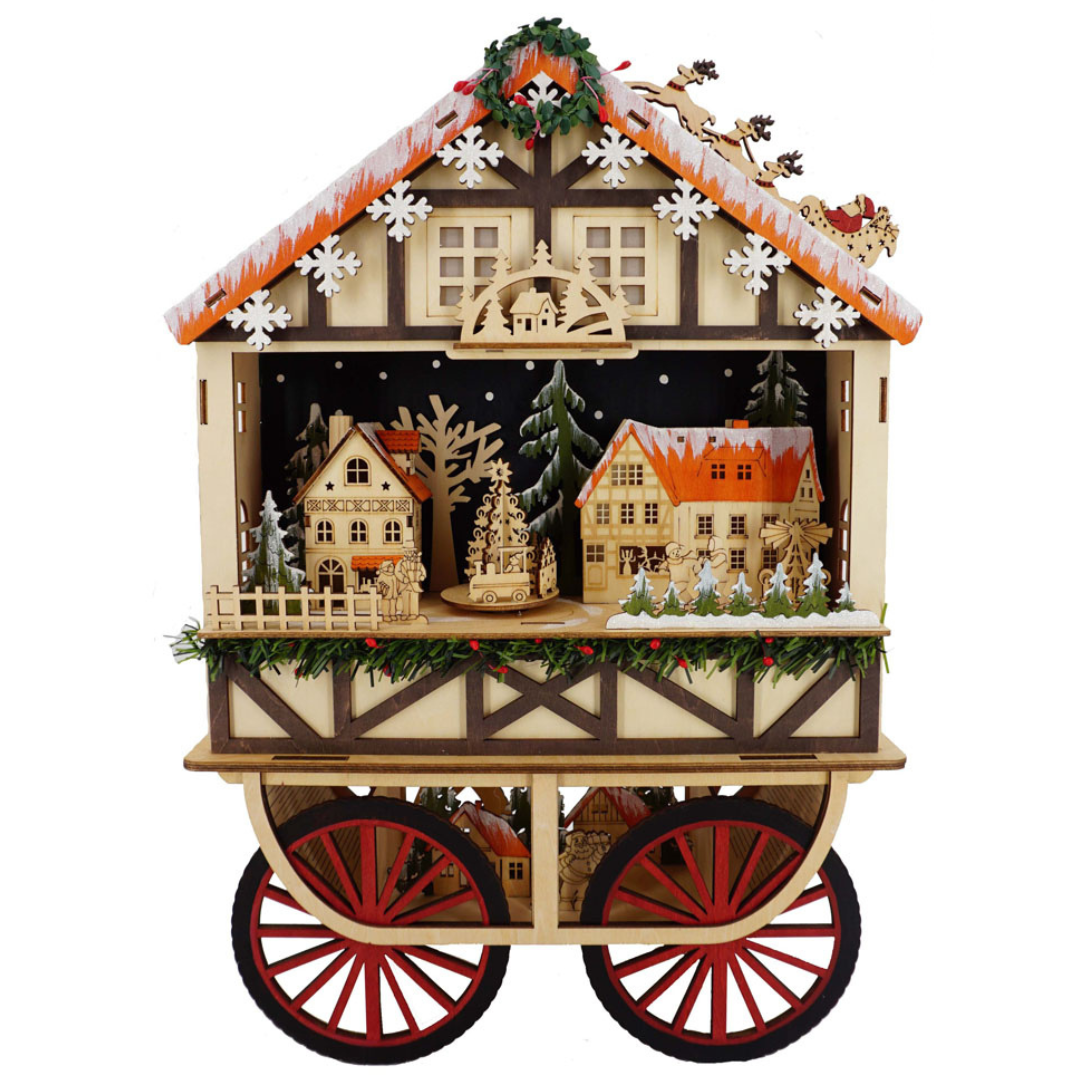 abc HOME – Weihnachtsspieluhr – Beleuchtetes Holzdorf auf Rädern – Sperrholz – 48 cm abc HOME – Weihnachtsspieluhr – Beleuchtetes Holzdorf auf Rädern – Sperrholz – 48 cm