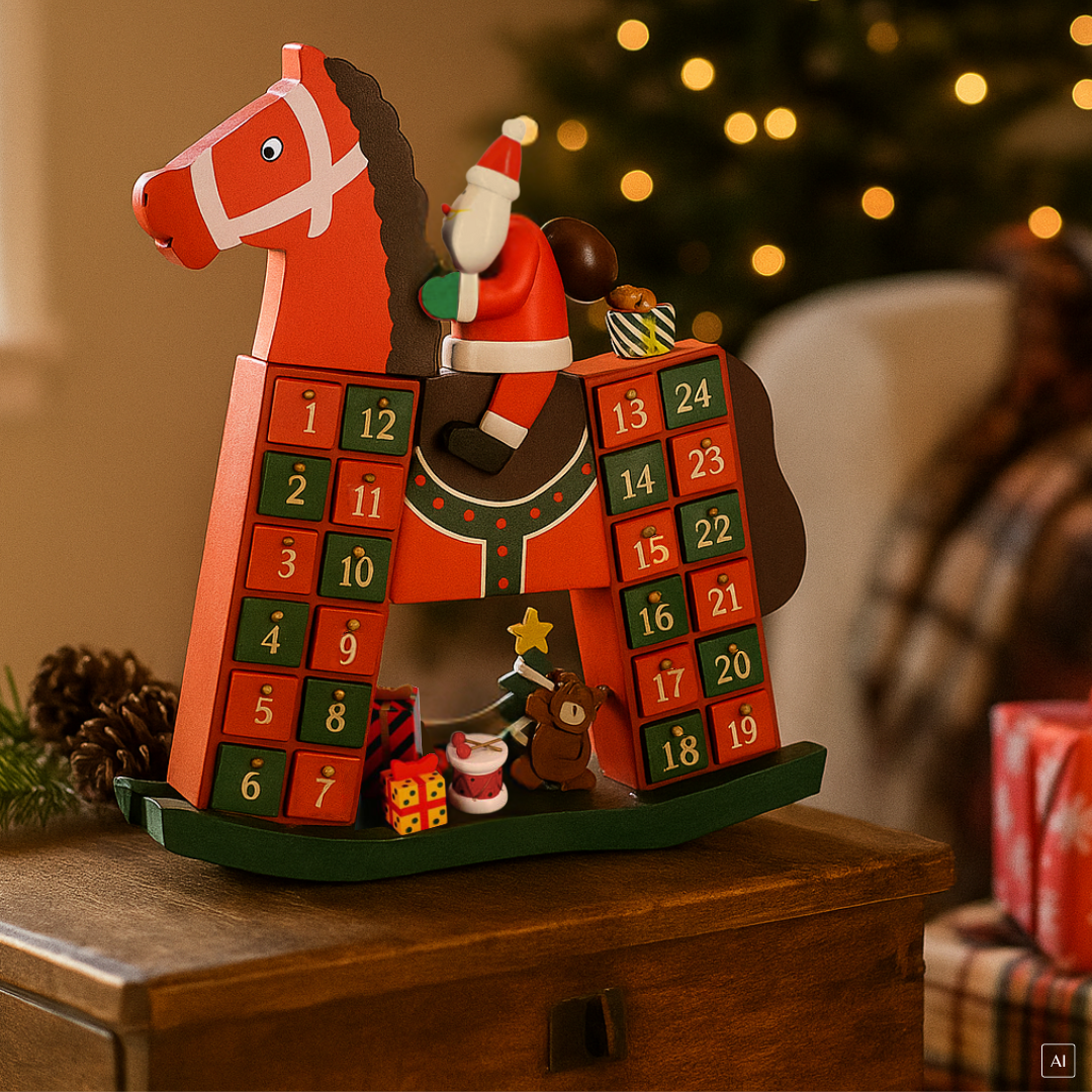 Dekofigur / Adventskalender Schaukelpferd | Weihnachten | 40 cm H