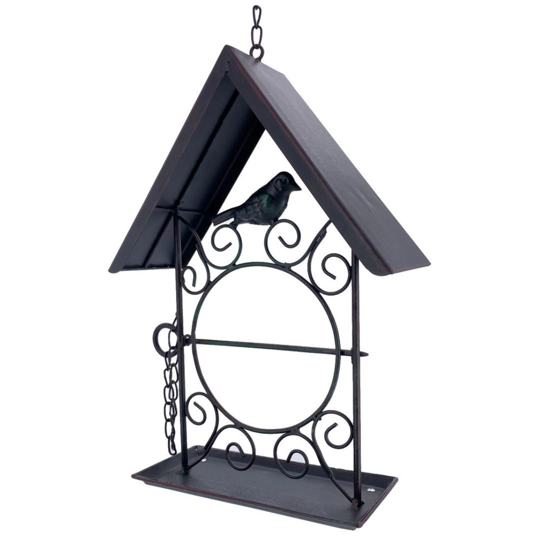 abc HOME – Vogelfutterstation – Futterspender mit Futterspieß – Schwarz-Braun – 30 cm