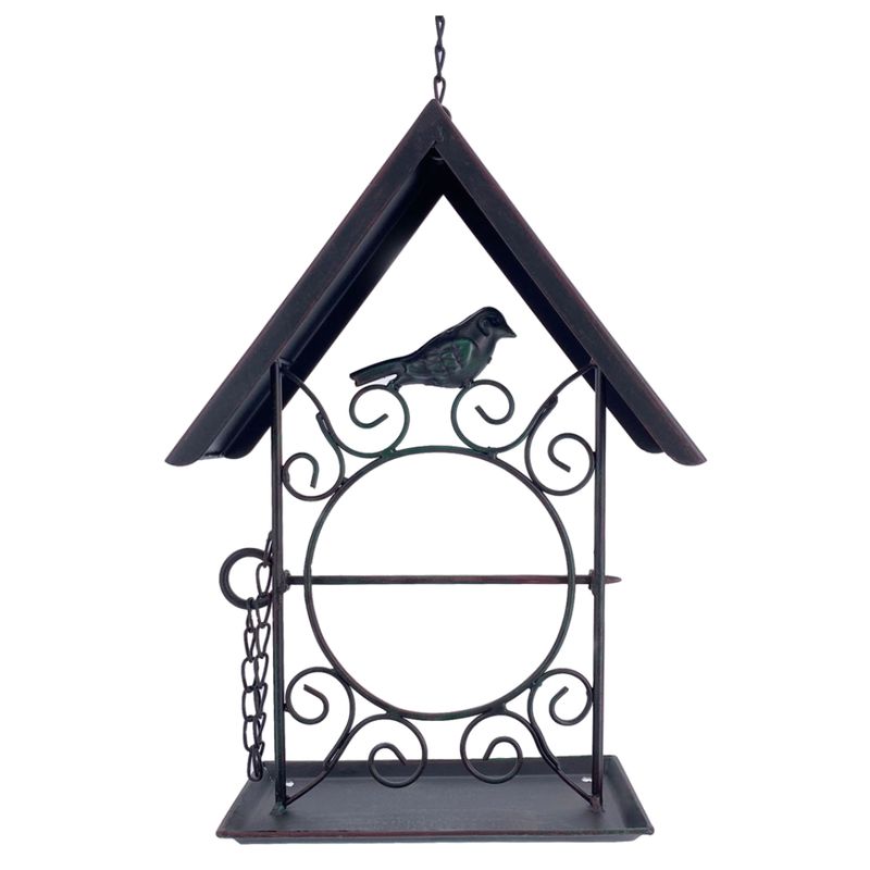 abc HOME – Vogelfutterstation – Futterspender mit Futterspieß – Schwarz-Braun – 30 cm