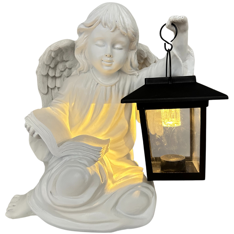 Dekofigur Engel mit Laterne | LED | Solarpanel | Lichtsensor