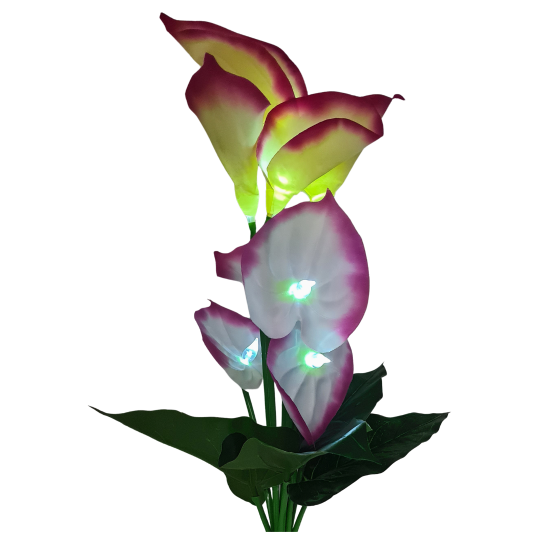 abc HOME – Solar Gartenstecker – Calla-Blume mit 7 LEDs – Gelb/Pink – 53 cm