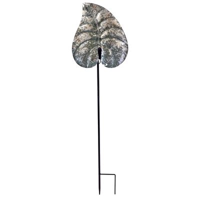 abc HOME – Solar Gartenstecker – Blatt-Design mit LED – Silber – 85 cm