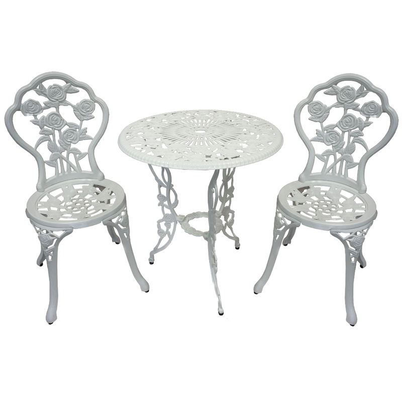 abc HOME – Gartenmöbel Set – 3-teilige Sitzgruppe Jugendstil – Aluminiumguss – Weiß abc HOME – Gartenmöbel Set – 3-teilige Sitzgruppe Jugendstil – Aluminiumguss – Weiß