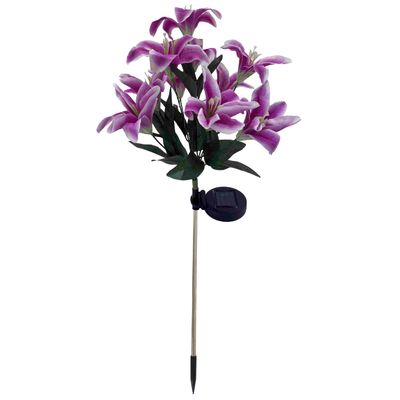 Gartenstecker Lilien | LEDs | Solarpanel | Lichtsensor | 73 cm H Gartenstecker Lilien | LEDs | Solarpanel | Lichtsensor | 73 cm H
