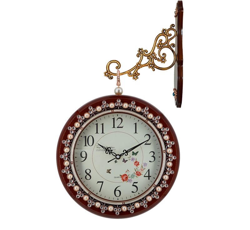 abc HOME – Wanduhr – Dekorative Bahnhofsuhr mit Quarzuhrwerk – Kunststoff – Braun – 32 cm