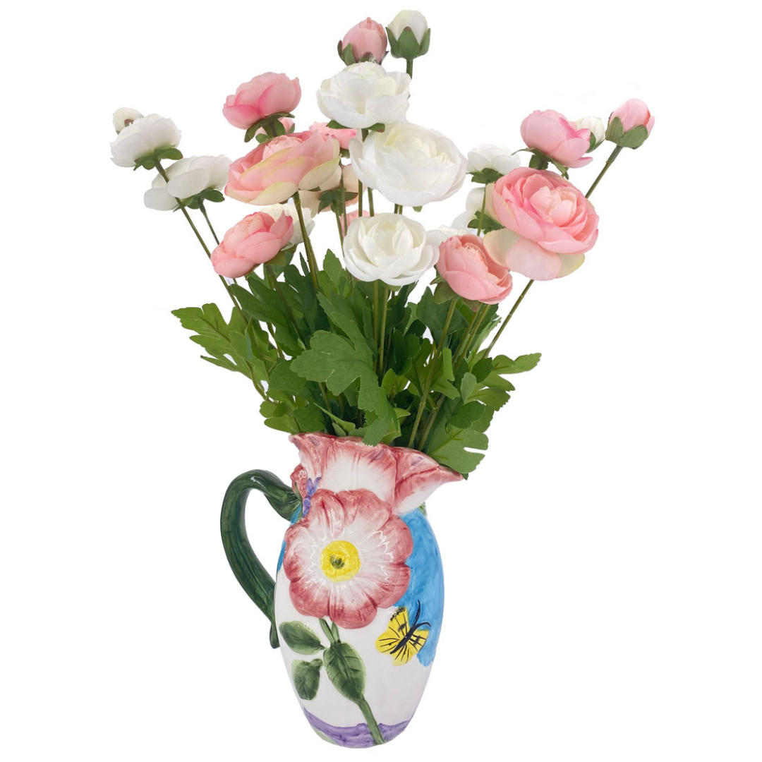 Vase mit Kunstblumen | Keramik | 26 cm H