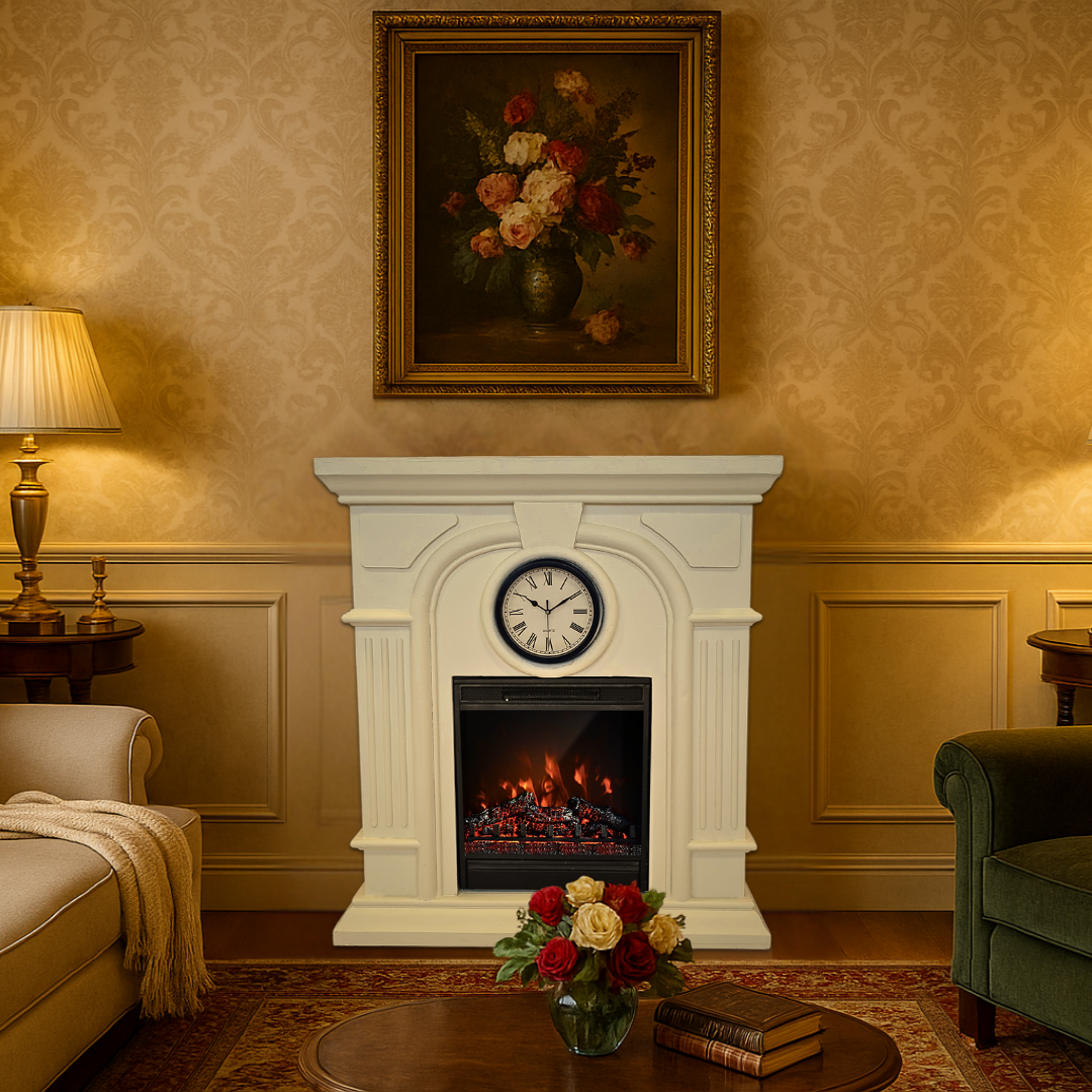 Romantischer Elektrokamin im klassischen Stil und mit Heizfunktion | Für entspannte Stunden