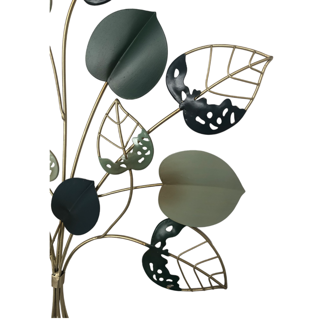 abc HOME – Wanddeko Blätter – Metall-Wandschmuck in Gold & Grün