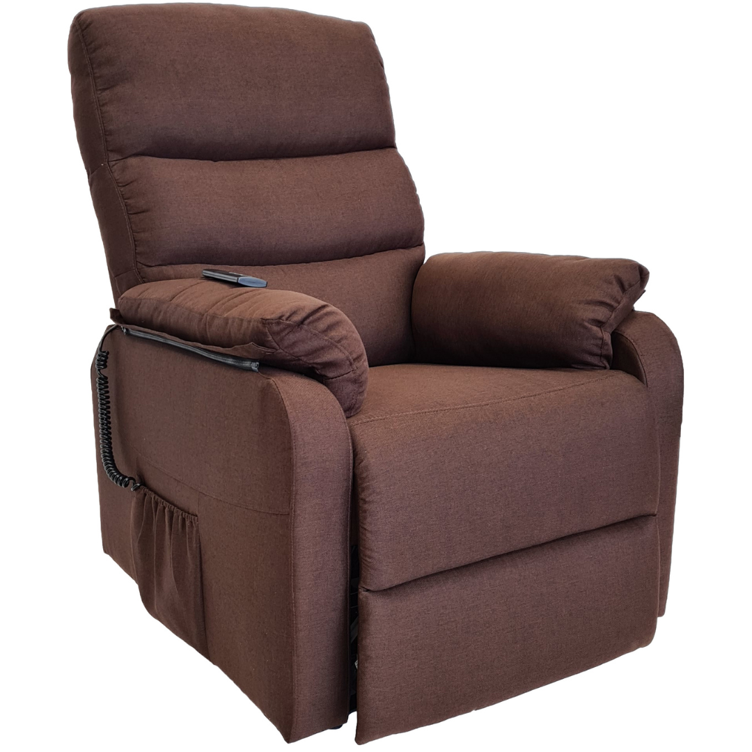 abc HOME – Aufstehsessel – Elektrischer Relaxsessel mit Massage – Polyester abc HOME – Aufstehsessel – Elektrischer Relaxsessel mit Massage – Polyester, Funktionen: Liegefunktion | Aufstehfunktion, Farbe: Braun