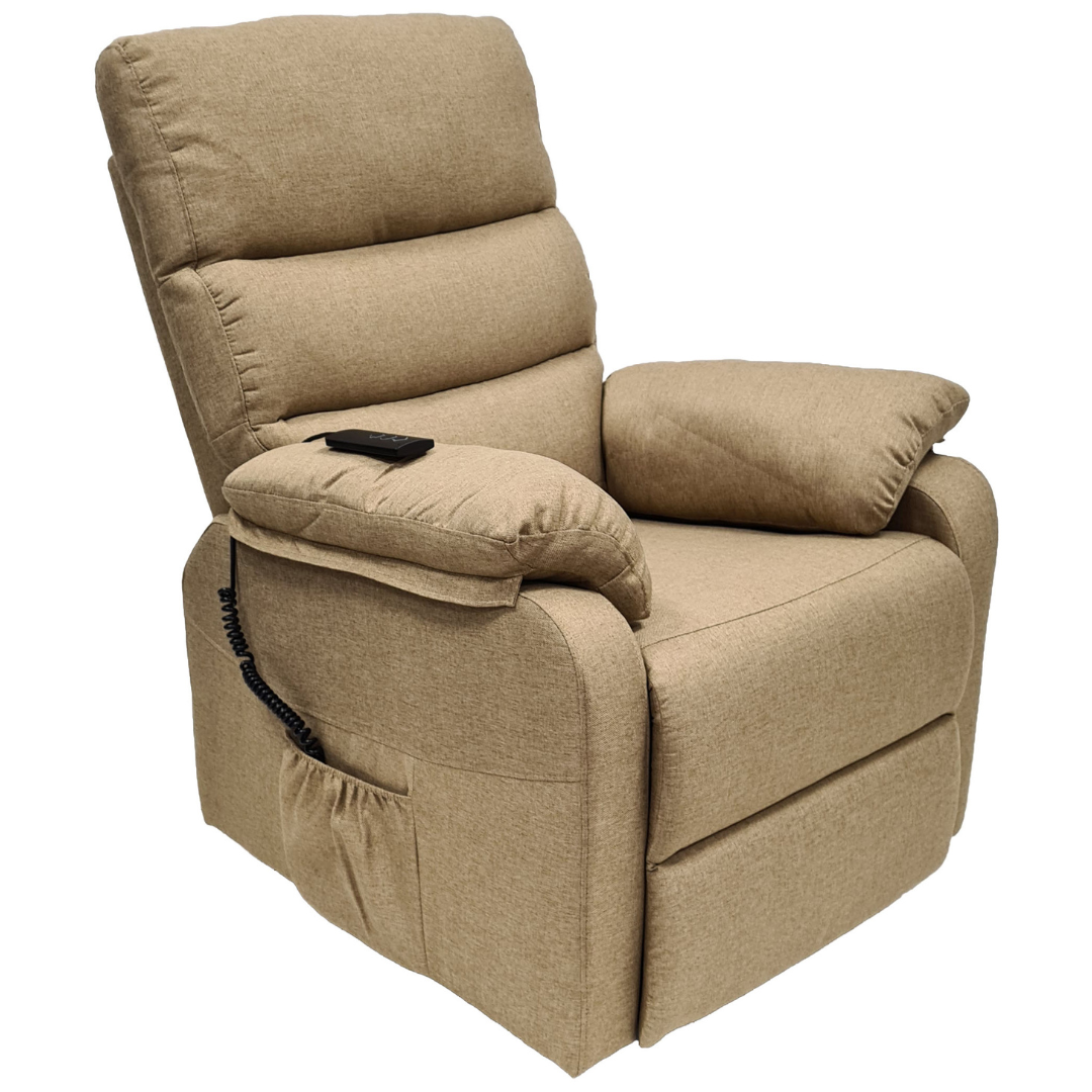 Tauchen Sie ein in pure Entspannung mit dem abc HOME Relaxsessel (97 cm H)!

Entspannung mit Funktionen: Dieser Sessel bietet eine bequeme Sitzposition mit Liege- und Aufstehfunktion, die bequem per Fernbedienung gesteuert werden können. Zusätzlich verfügt er über eine integrierte Vibrationsmassagefunktion, die für ultimative Entspannung sorgt.

Kompaktes Design: Der Sessel überzeugt mit seinen kompakten Maßen (90 cm T x 76 cm B x 97 cm H) und eignet sich daher ideal für kleinere Räume.

Hochwertige Materialien: Der Sessel ist mit weichem Polyester bezogen und garantiert langanhaltenden Komfort. Der robuste Metallrahmen sorgt für eine hohe Tragfähigkeit und Langlebigkeit.

Praktische Details: Die Sitzhöhe beträgt 50 cm, die Sitzbreite 38 cm und die Sitztiefe 50 cm. Das Gewicht des Sessels beträgt 43 kg.

Spezifikationen:

Marke: abc HOME
Farbe: Braun
Maße: 90 cm T x 76 cm B x 97 cm H
Sitzhöhe: 50 cm
Sitzbreite: 38 cm
Sitztiefe: 50 cm
Material: Polyester, Metall
Gewicht: 43 kg
Funktionen:
Liegefunktion
Aufstehfunktion
Vibrationsmassage
Steuerung: Fernbedienung

Keywords: Relaxsessel, Sessel, Braun, abc HOME, elektrisch, Fernbedienung, Liegefunktion, Aufstehfunktion, Massage, Vibrationsmassage, bequem, komfortabel, hochwertig, robust, Polyester, Metall, Wohnzimmer, Schlafzimmer, Geschenkidee