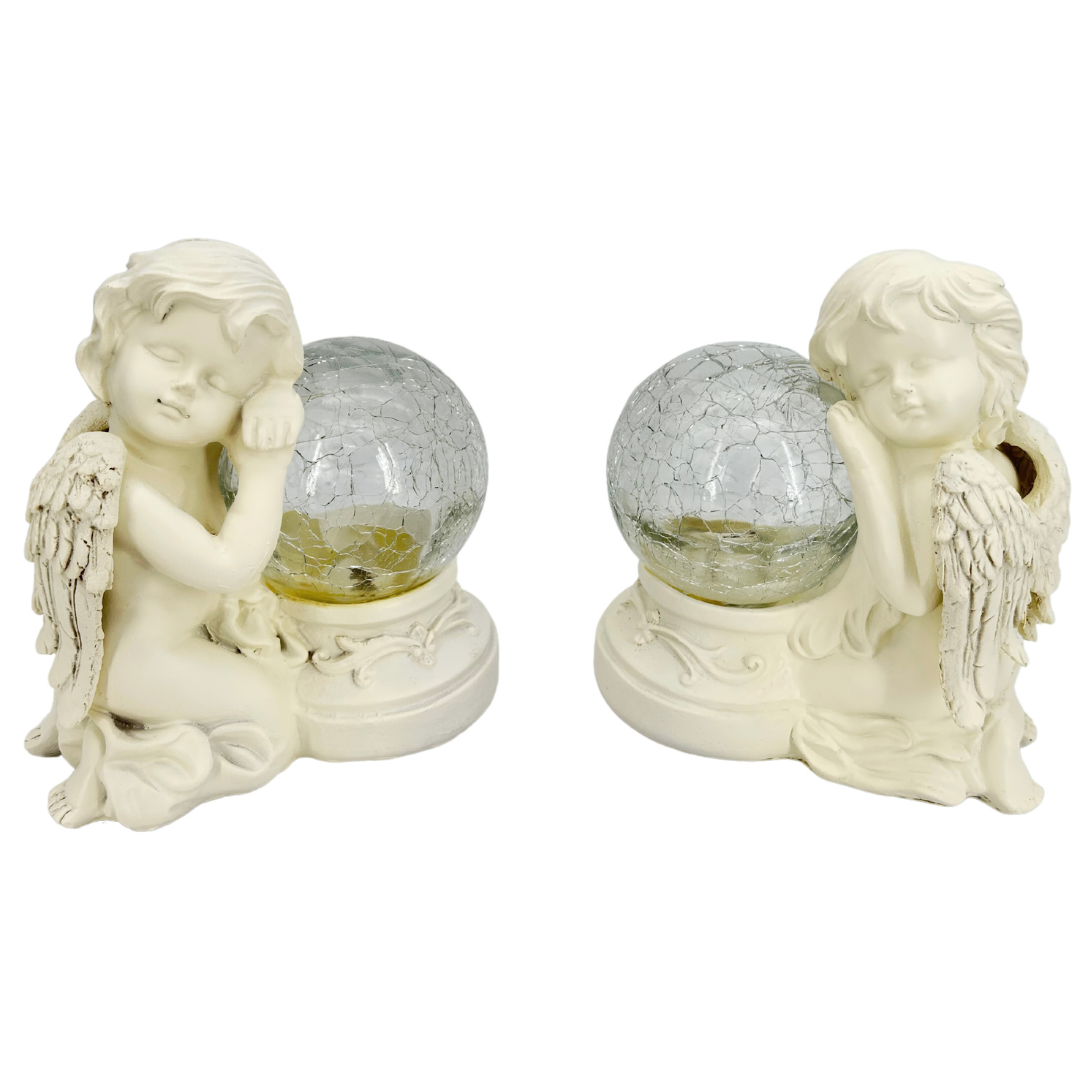 Dekofigur Engel | LEDs | Solarpanel | Lichtsensor | 2er Set