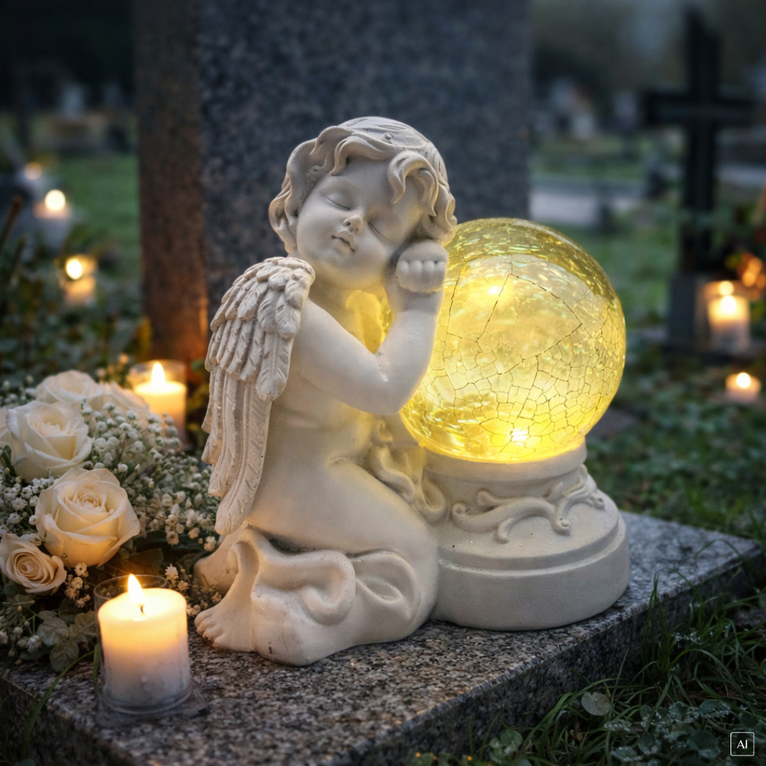 Dekofigur Engel | LEDs | Solarpanel | Lichtsensor | 2er Set