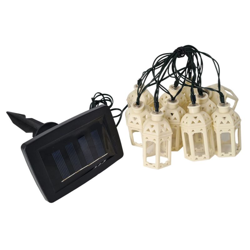 abc HOME – Solar Lichterkette – Laternen-Design mit LED – 325 cm – Cremeweiß