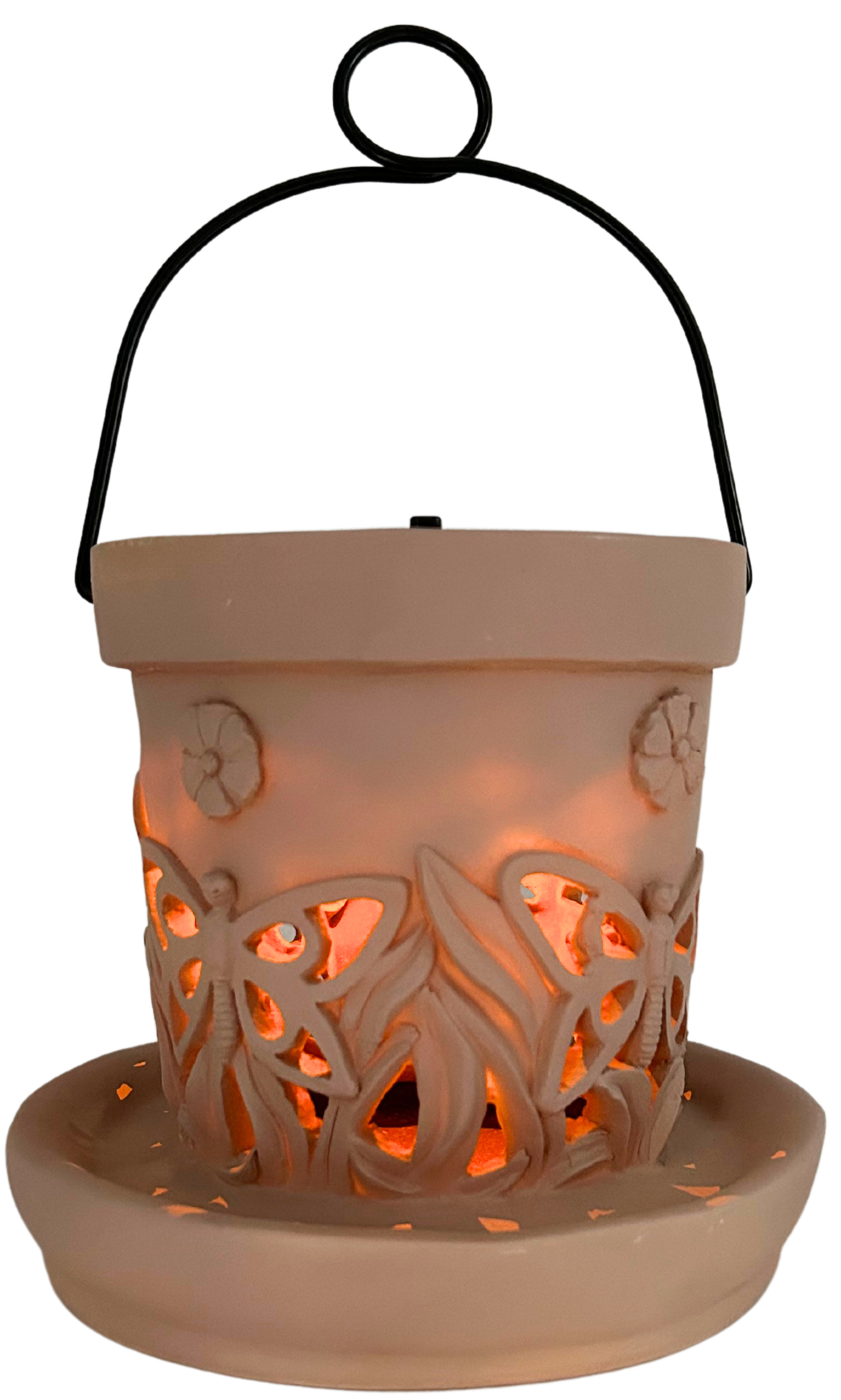 abc HOME – Solar Vogelfutterstation – Futterspender mit LED – Hell-Braun – 16 cm