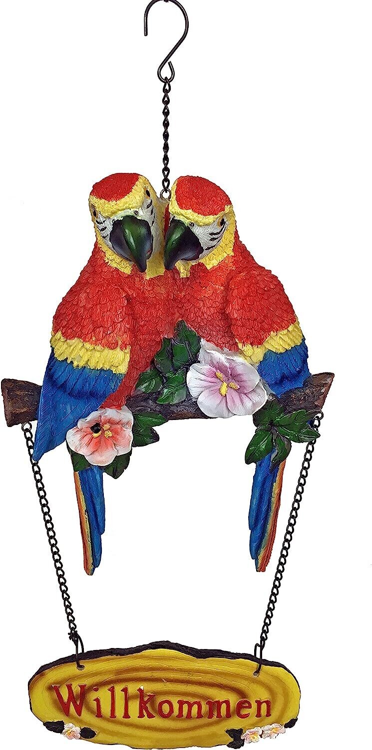 abc HOME – Türschild Papagei – Willkommensschild mit Vögeln – Polyresin – 54 cm abc HOME – Türschild Papagei – Willkommensschild mit Vögeln – Polyresin – 54 cm